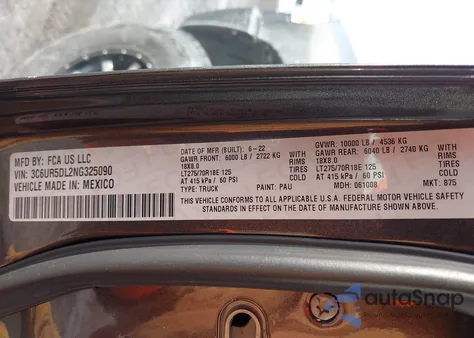 2022 Ram 2500 Big Horn 4X4 6'4 Box z USA, uszkodzony, nr VIN 3C6UR5DL2NG325090